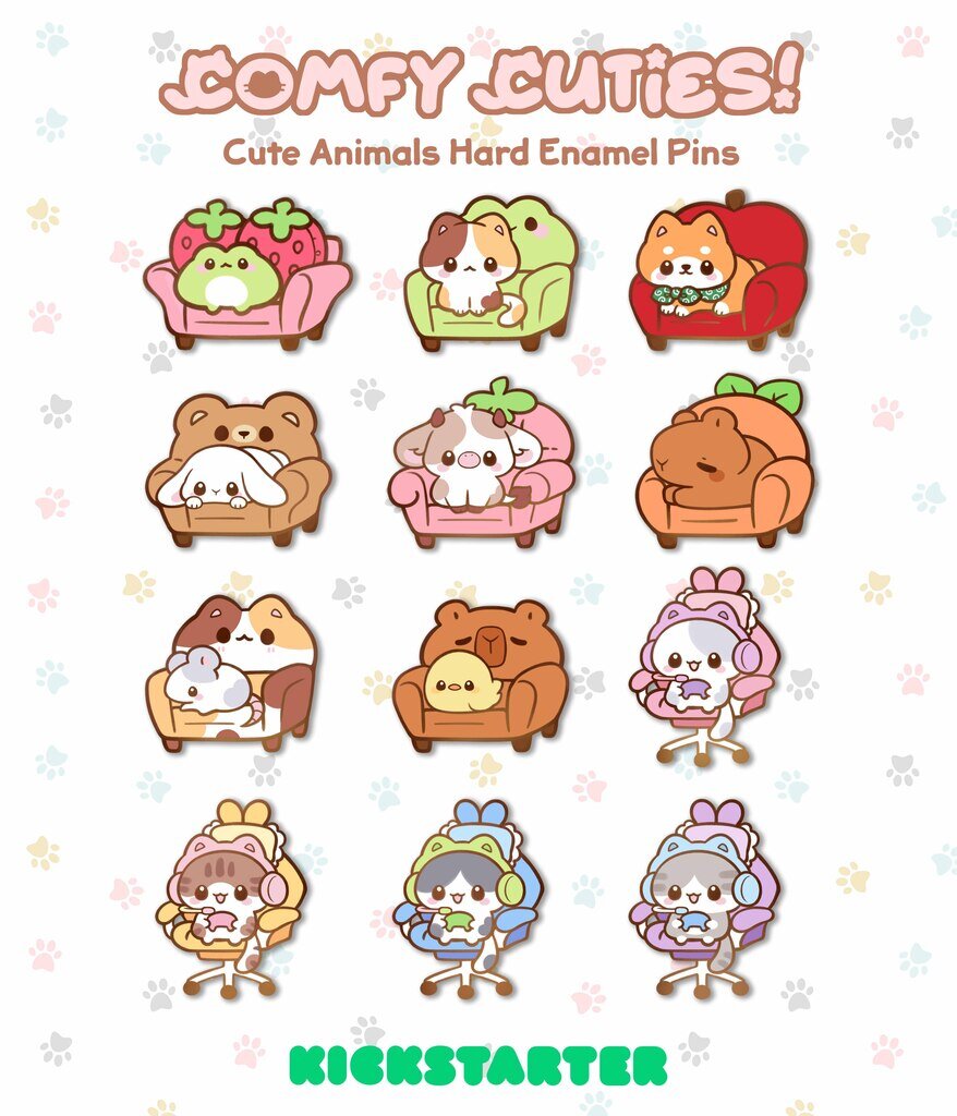 Comfy Cuties! Cute Animal Enamel Pins